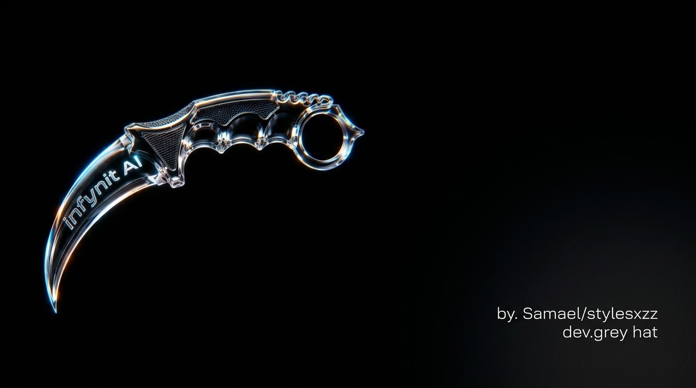 Karambit de vidro com o nome Infynit AI gravado na lâmina