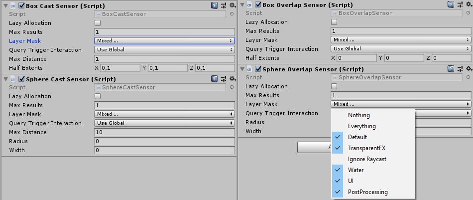 Sensor parameters