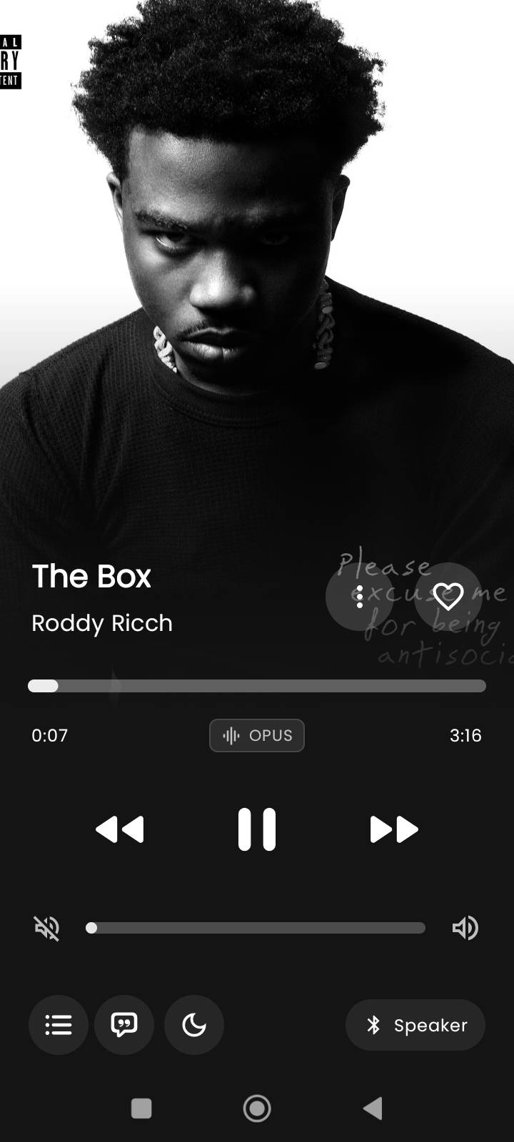 Now playing screen