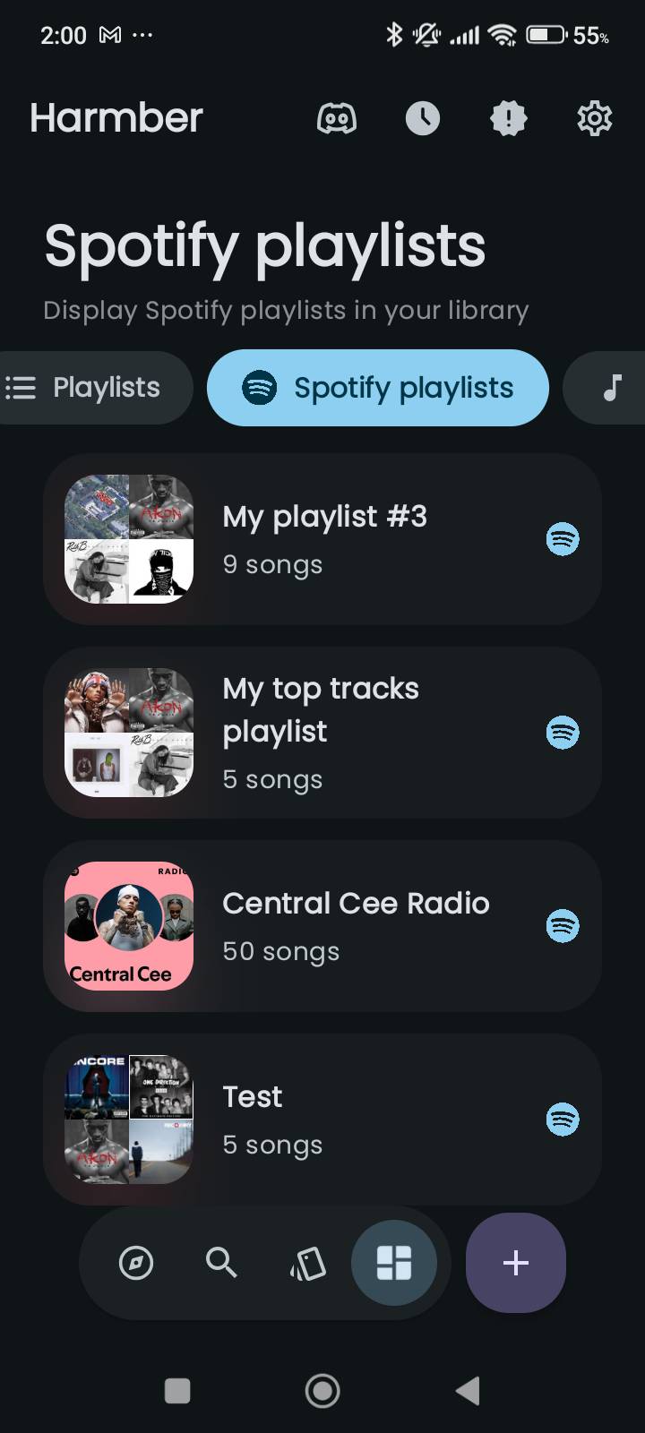 Playlists screen