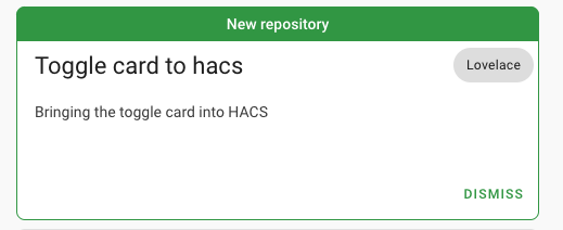 new repository in HACS