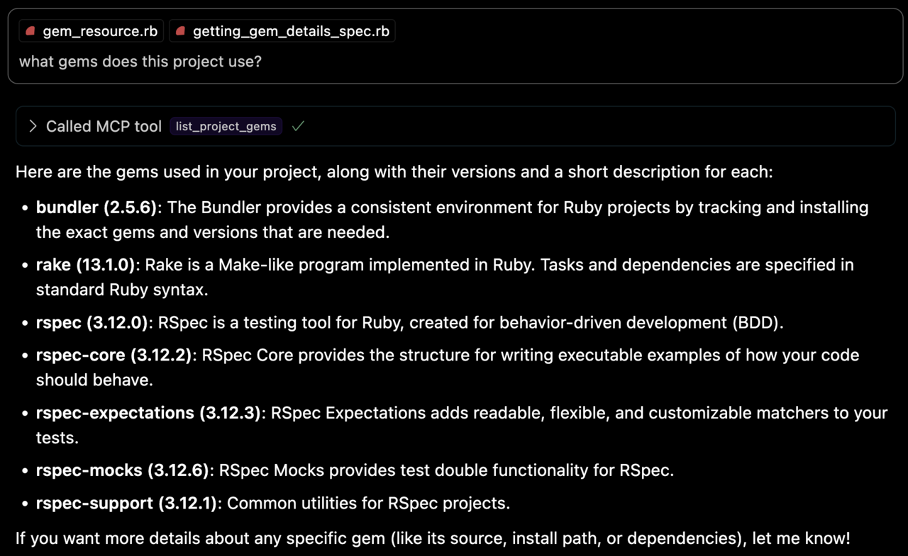 list_project_gems tool