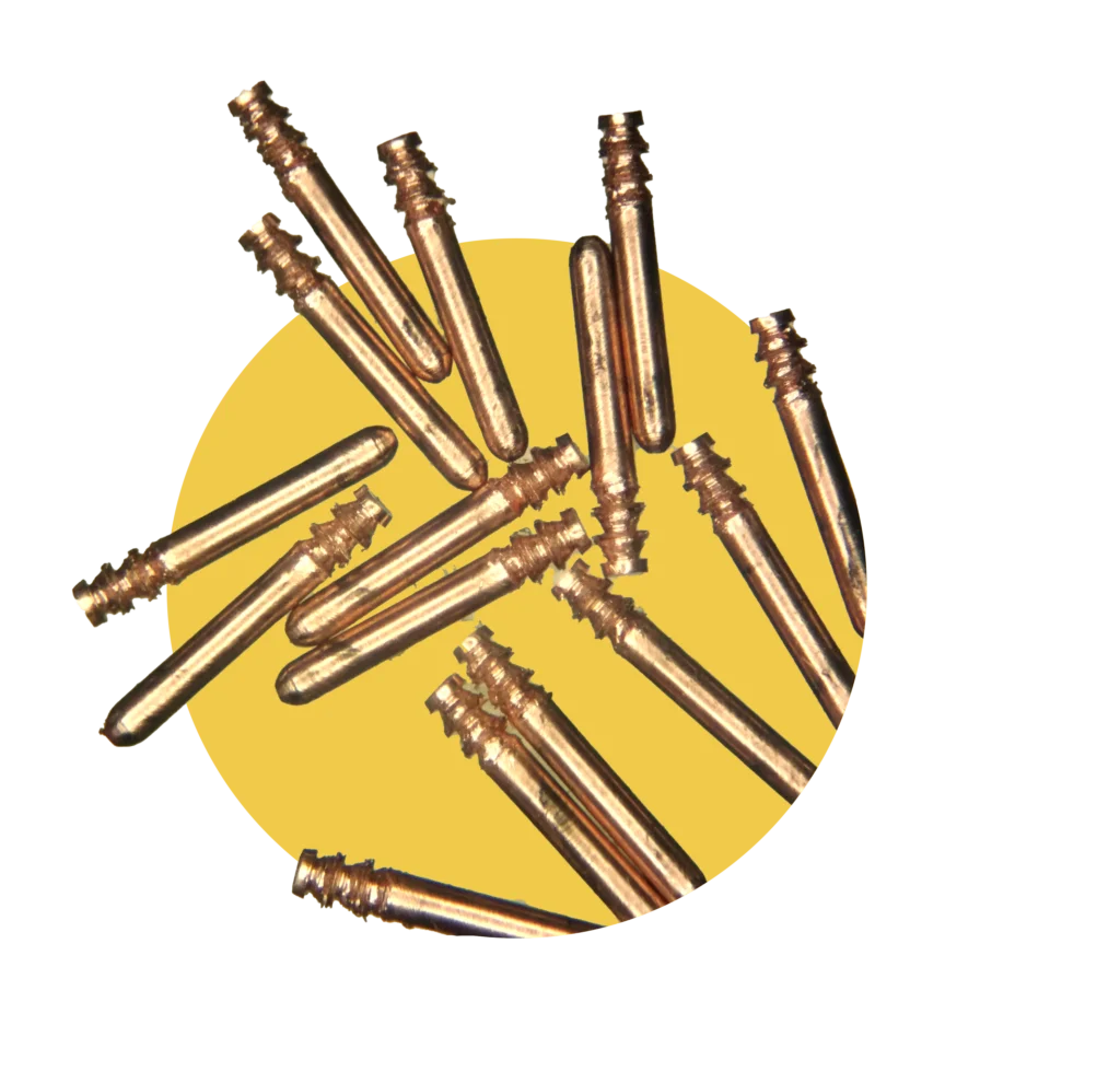 Macro photo of connector pins with retention features