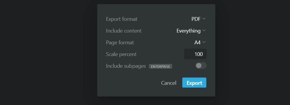 PDF Export Dialog