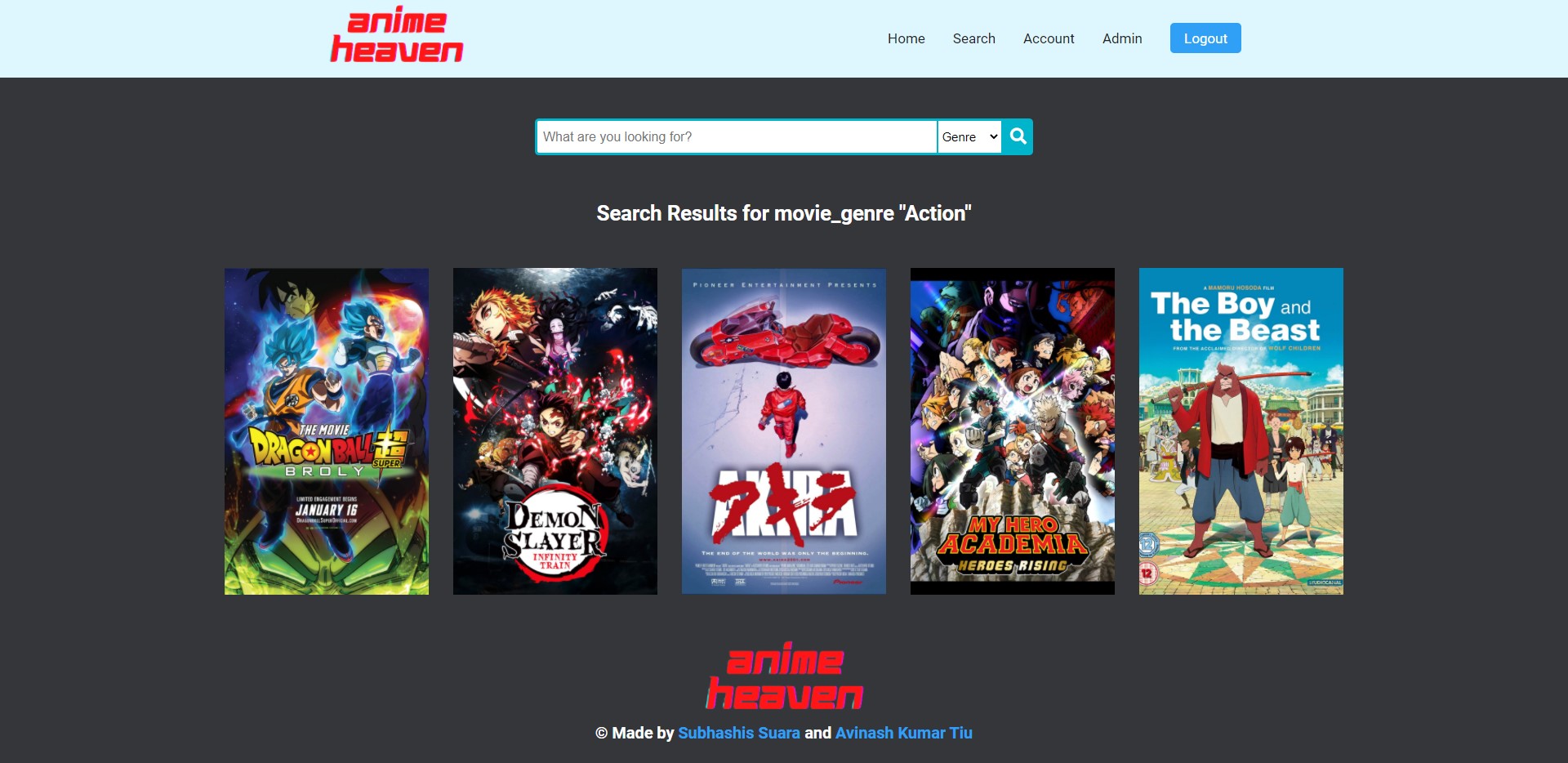 Search Page (Genre)