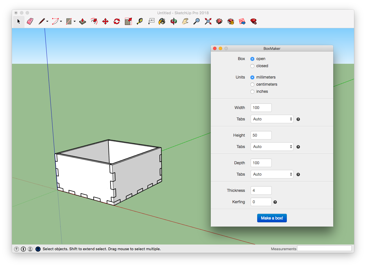 BoxMaker sketchup plugin