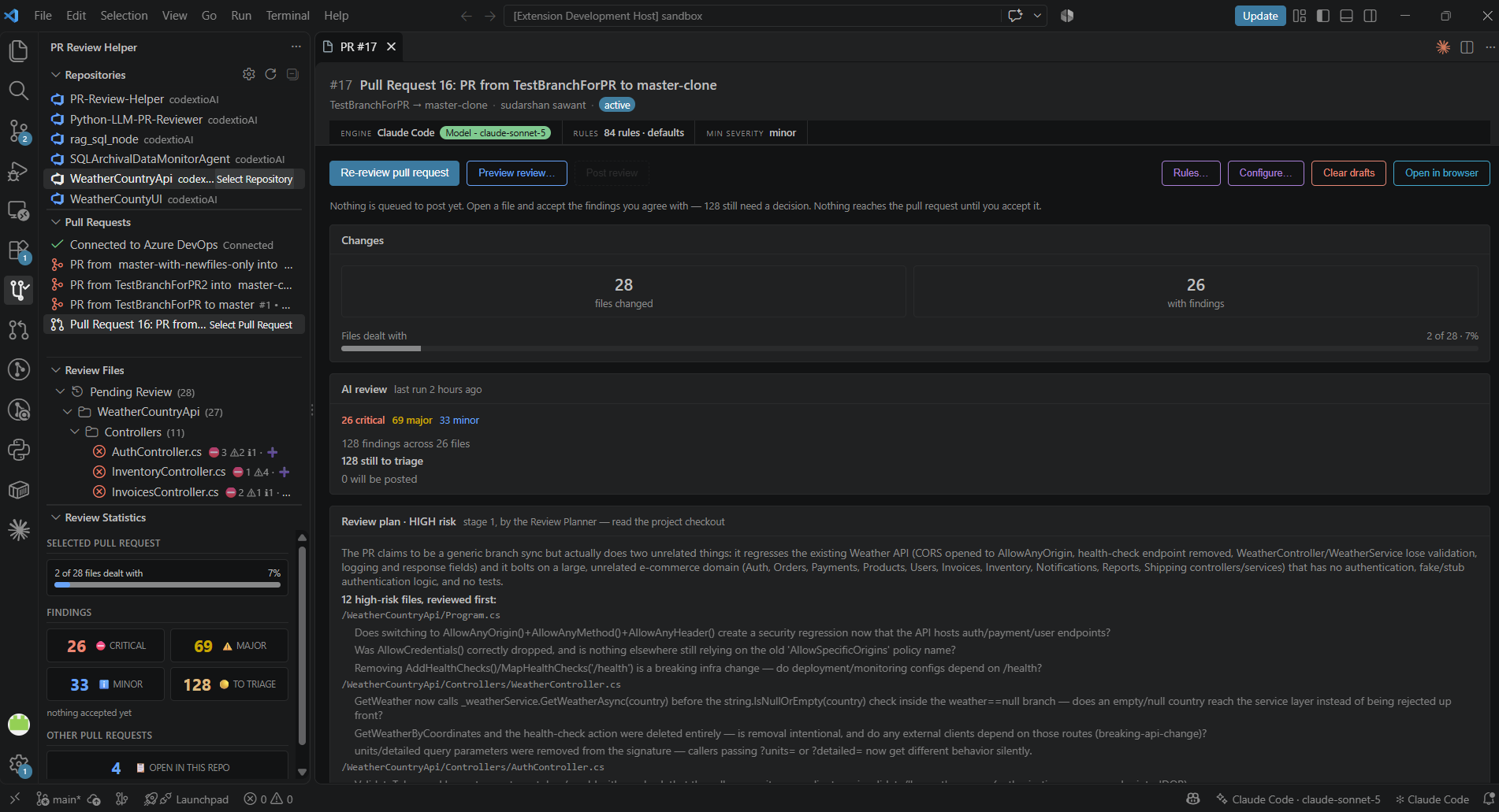 Pull request overview after an AI review