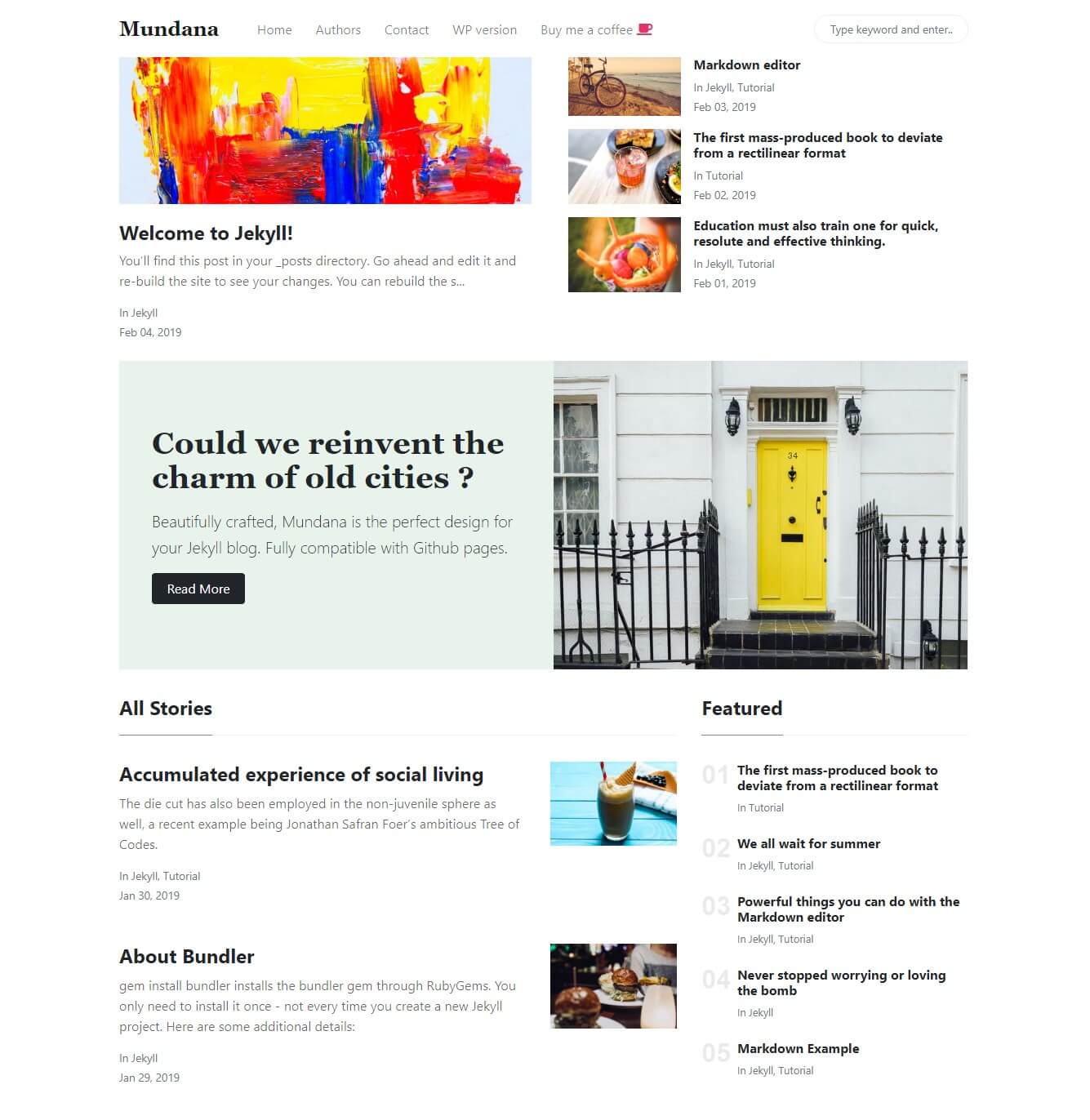 mundana jekyll theme screenshot