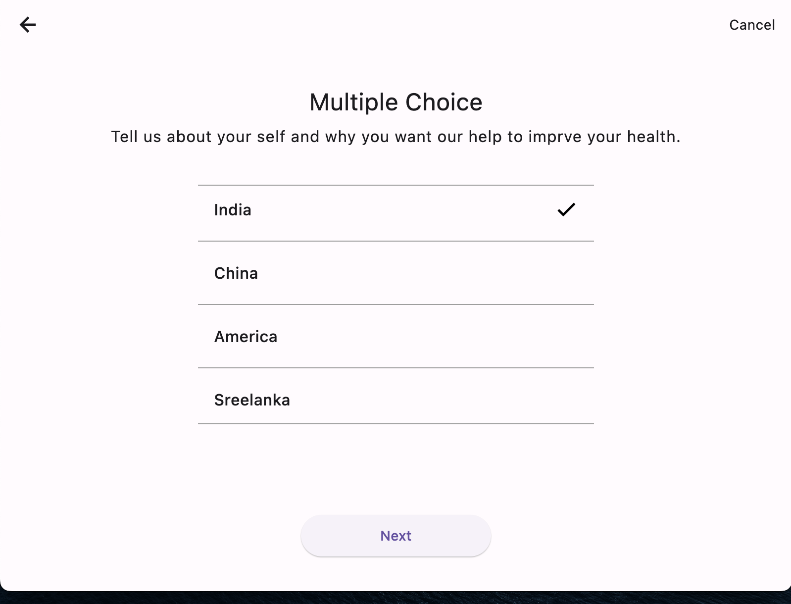 Multiple Choice Selected