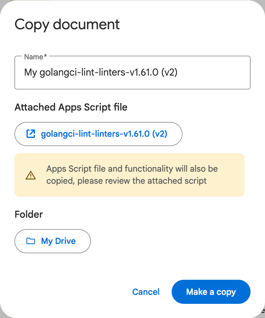 Sheet copy dialog