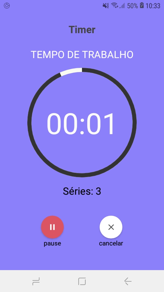 timer screen working time
