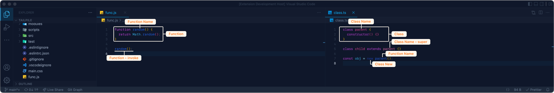 function & class syntax guide