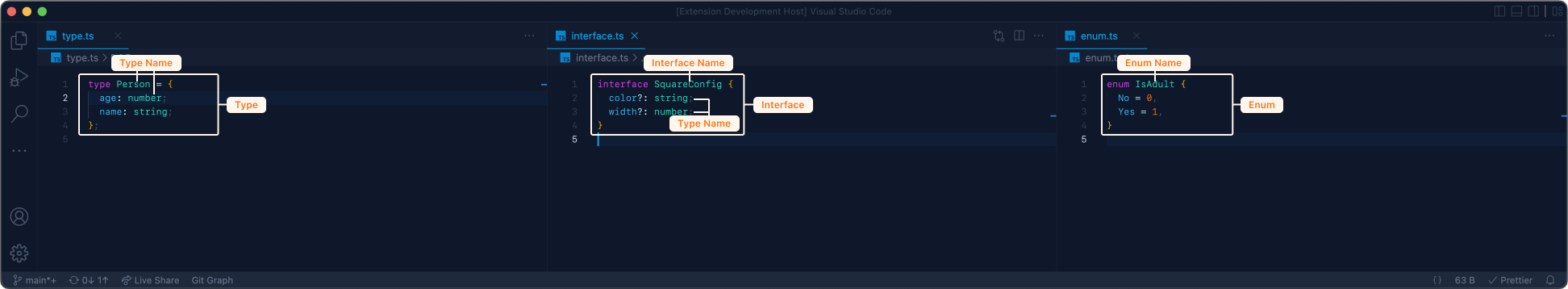 type,enum & interface syntax guide