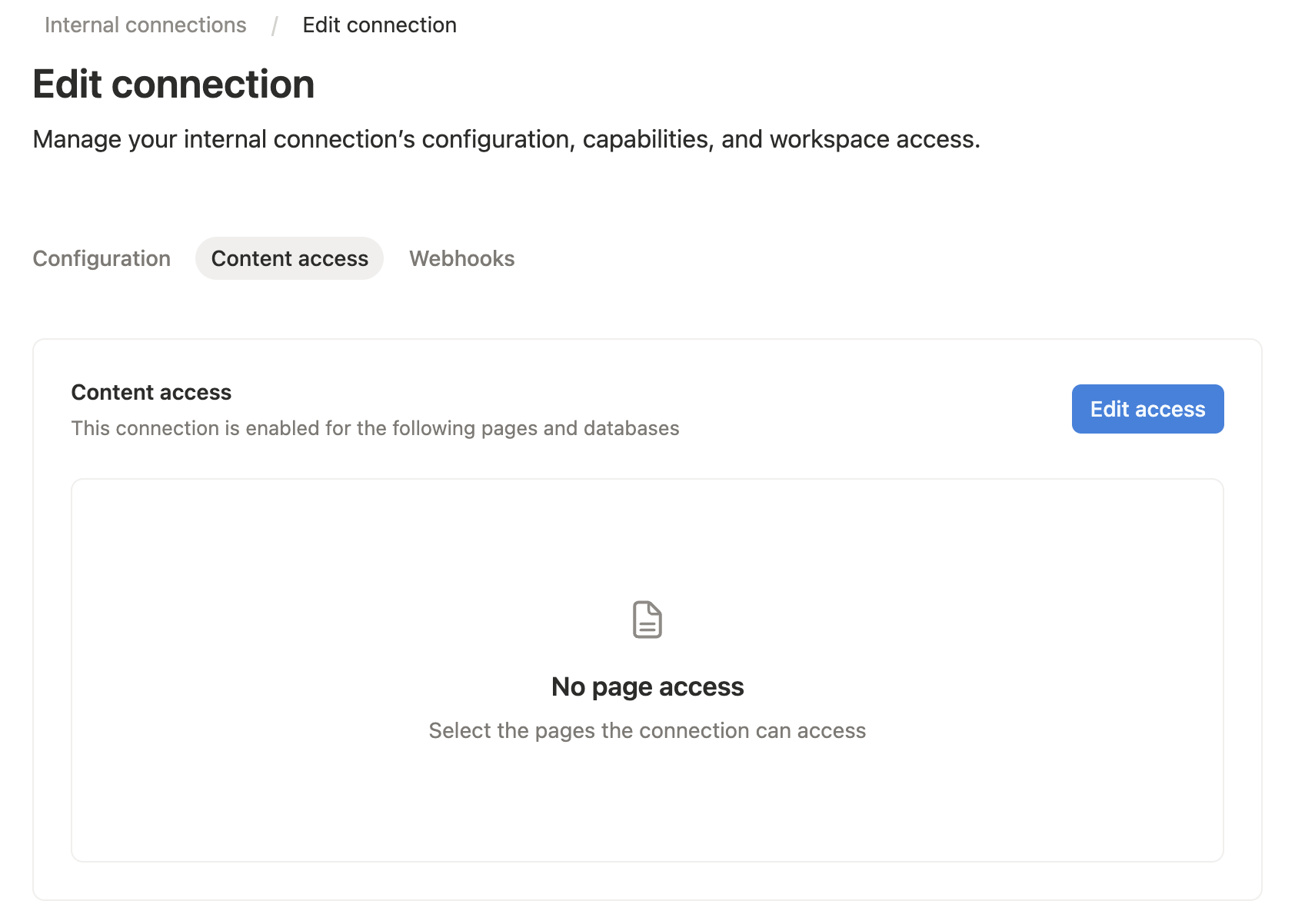 Edit integration content access
