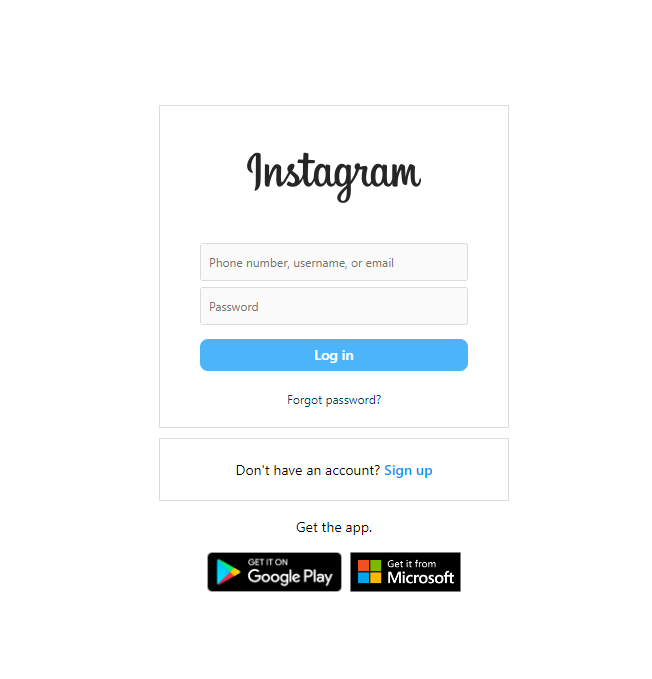 Instagram Phishing Page