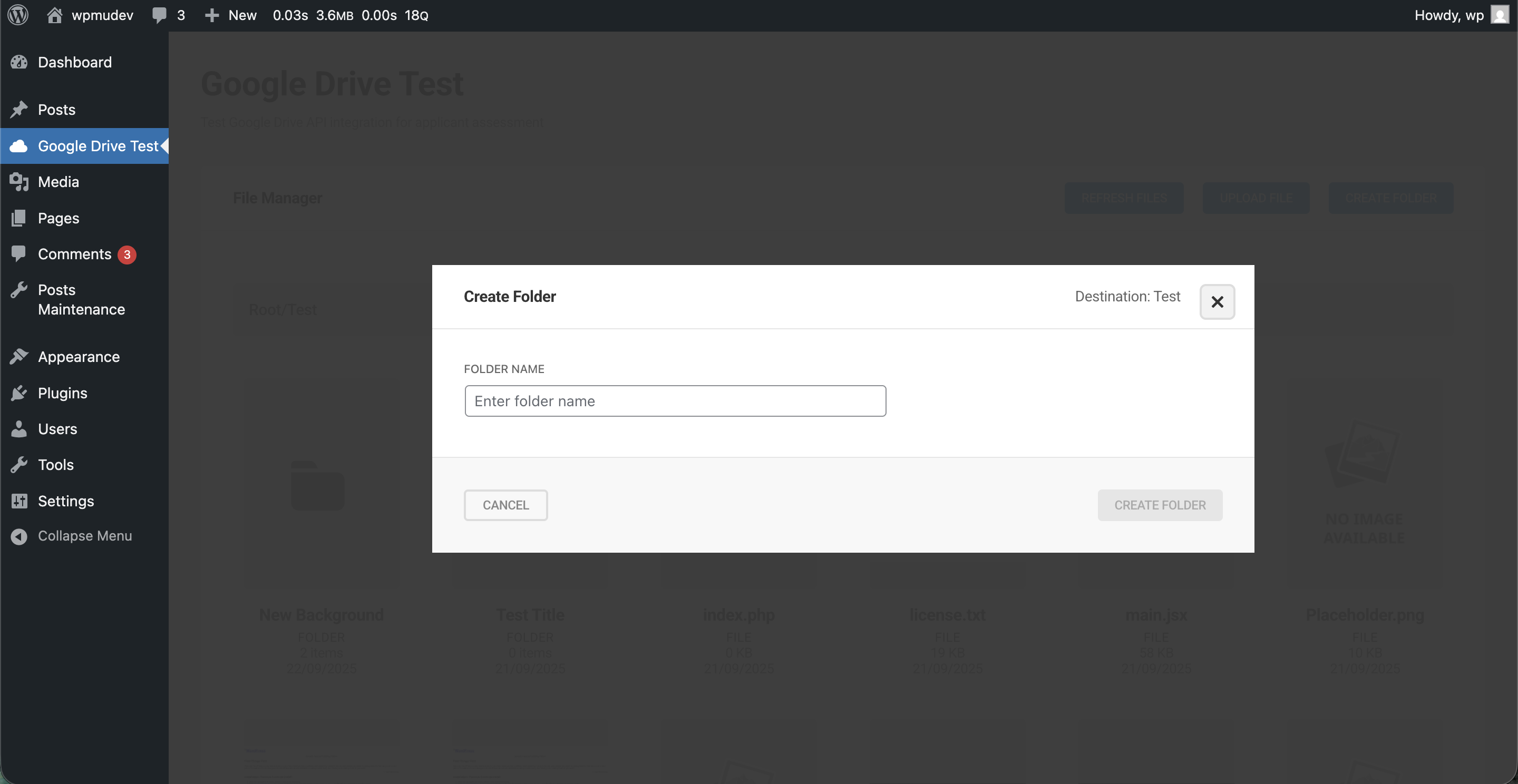 Create Folder Popup