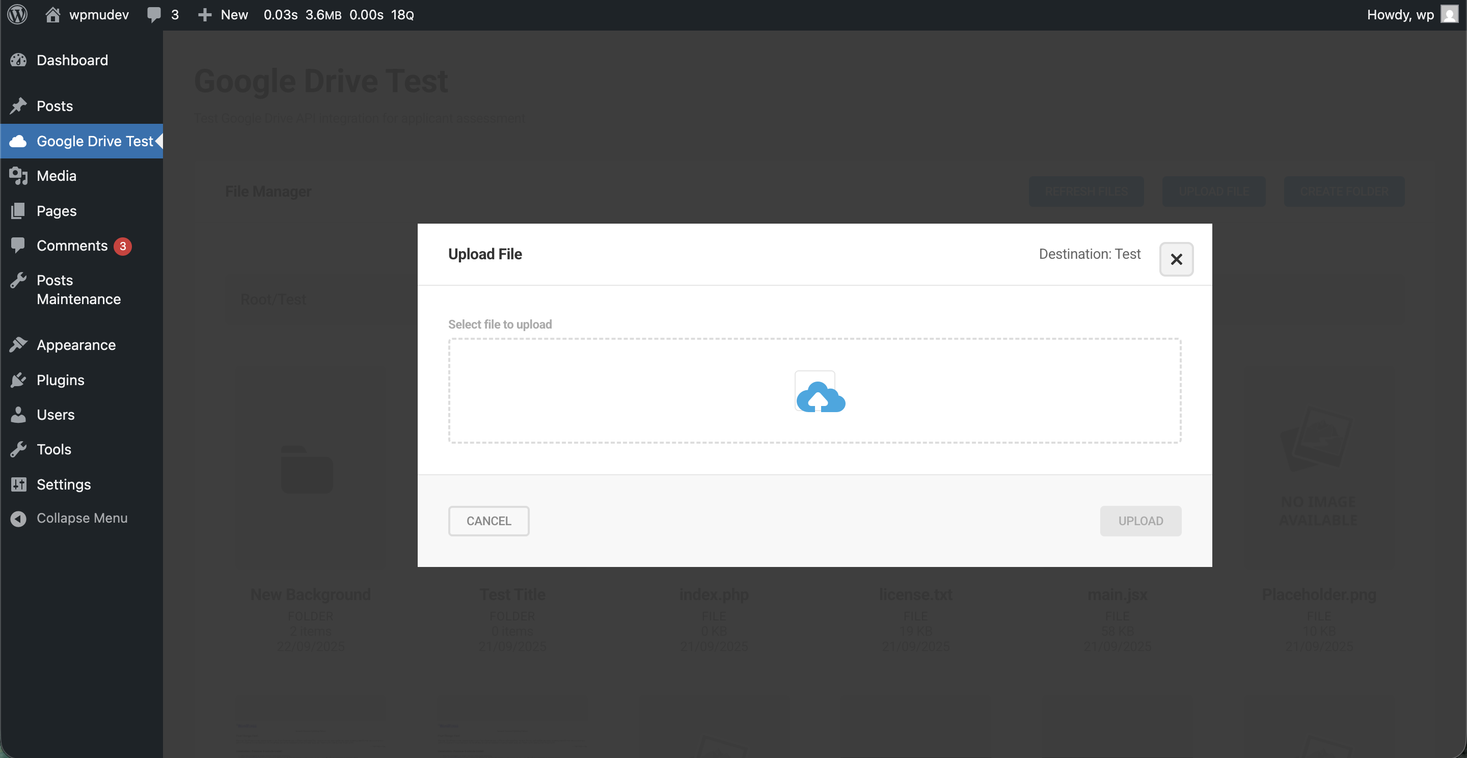 Upload File Popup