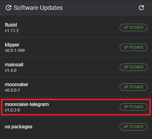 Fluidd Update Manager Moonraker-Telegram