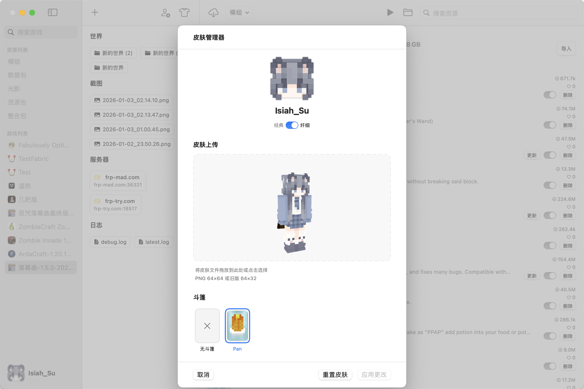 皮肤管理器功能
