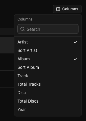 Customizable columns