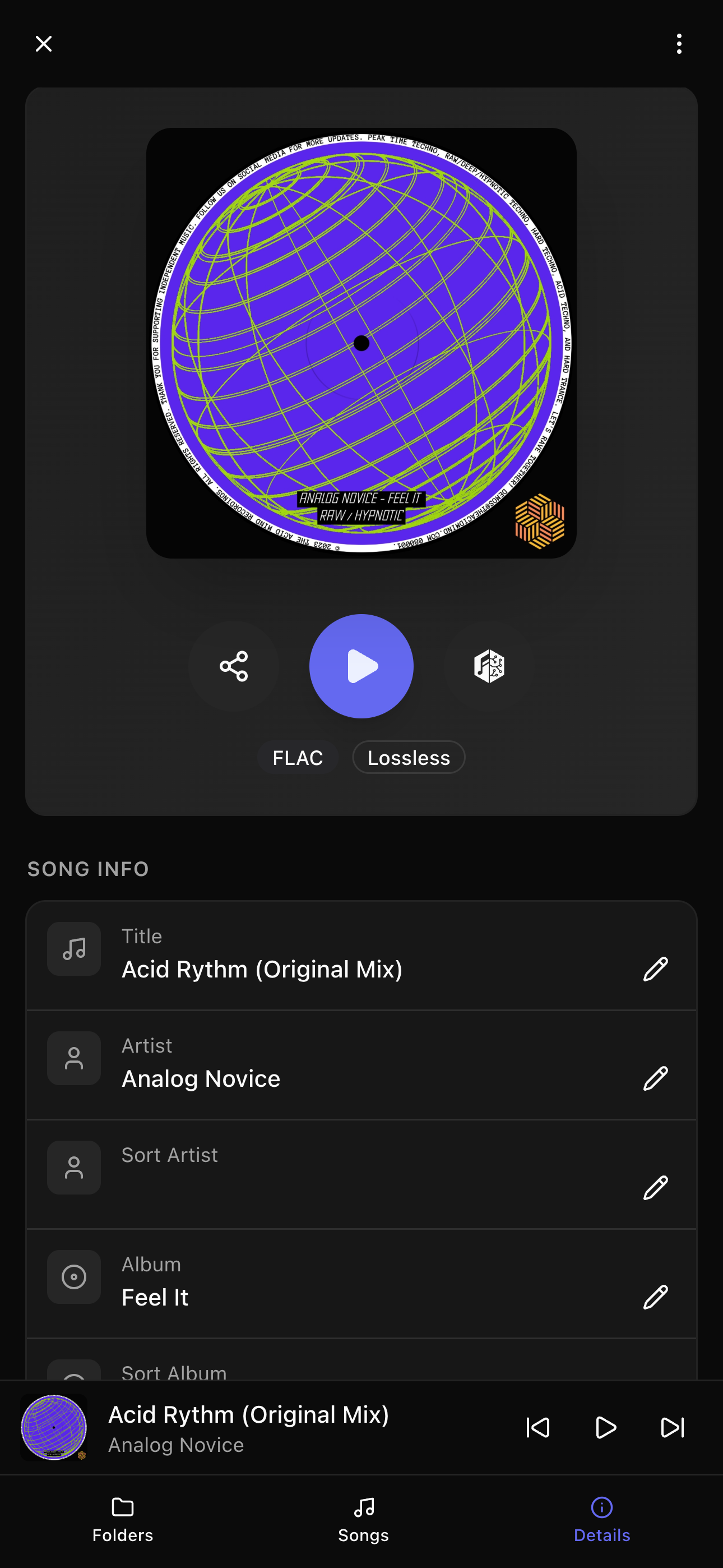 Mobile song detail