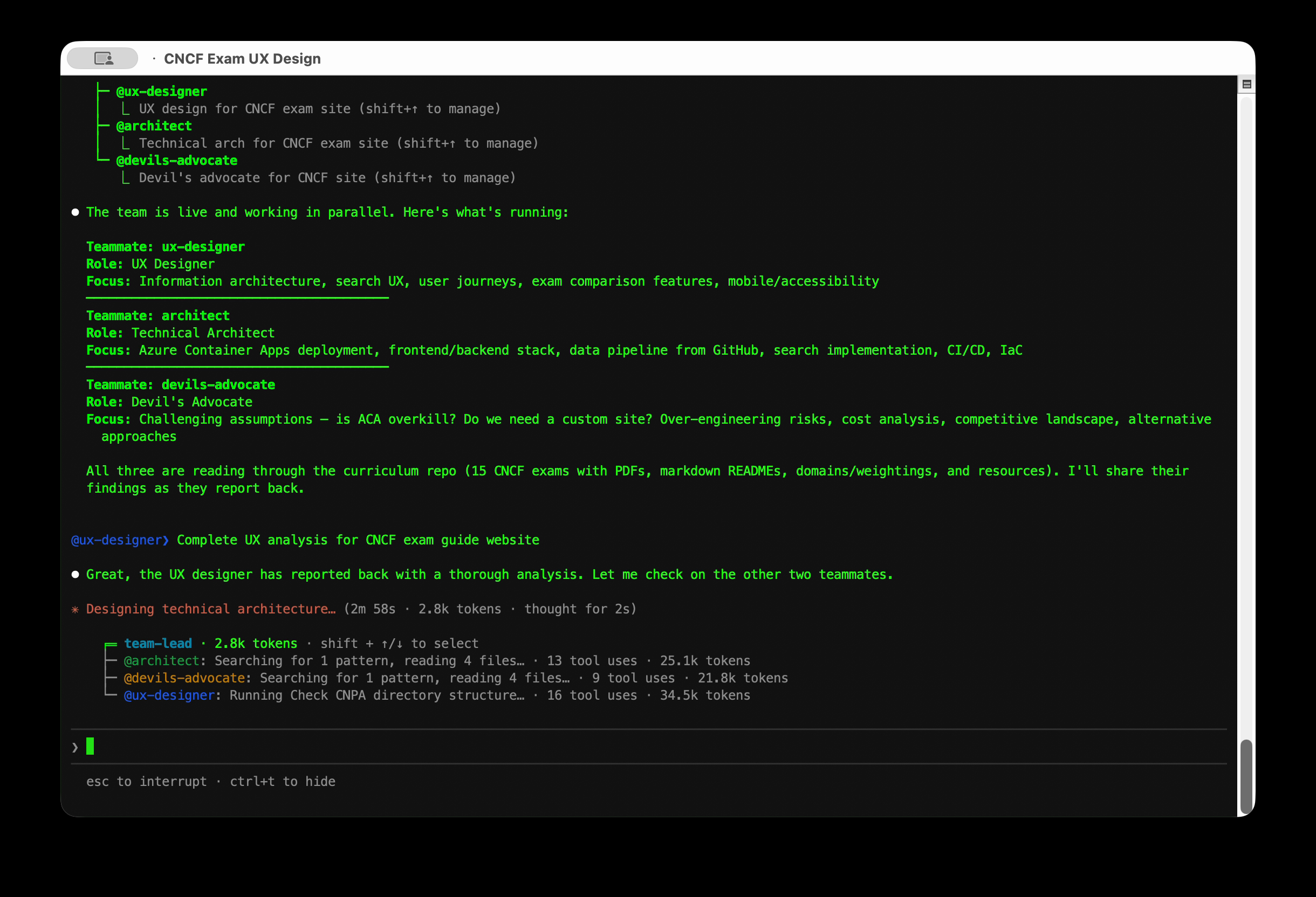 The main agent synthesizing findings from all three teammates