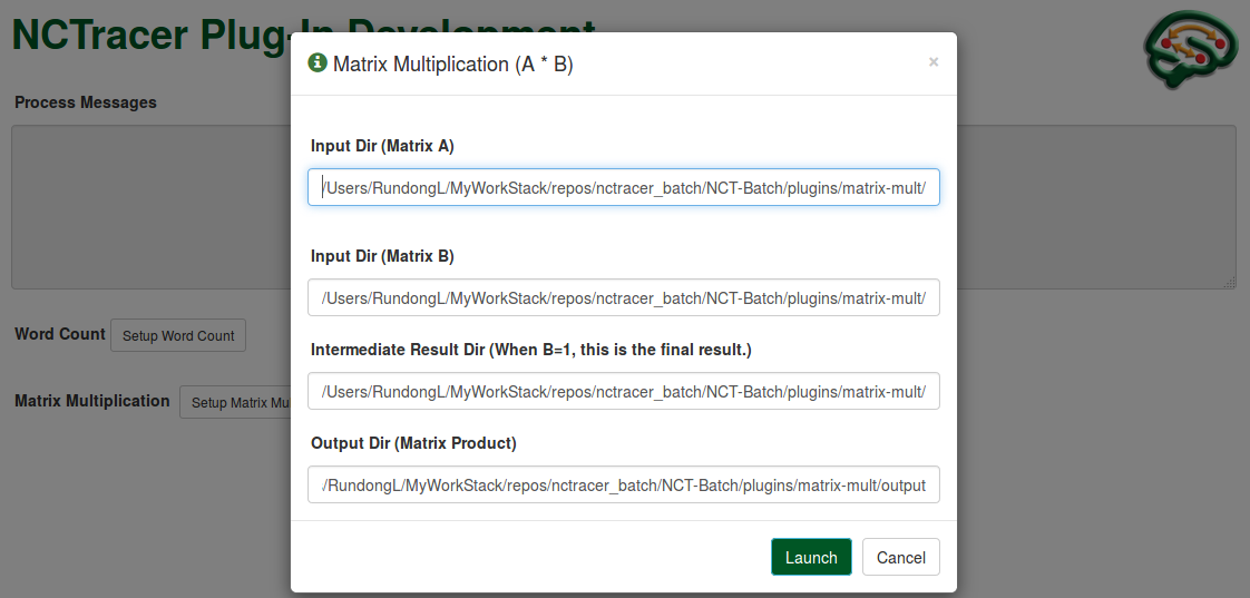 screenshot of matrix-mult dialog