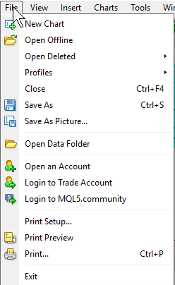 Open Data Folder menu item image
