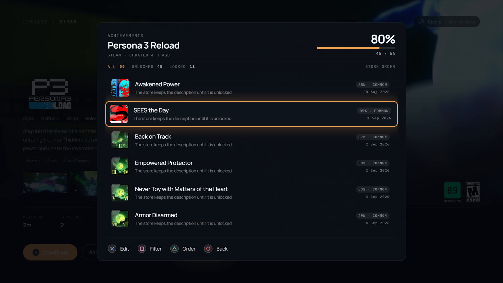 A game's achievements
