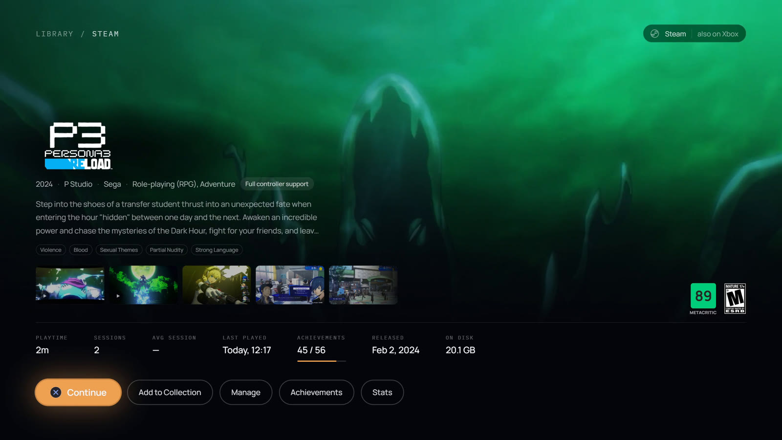 A game's page