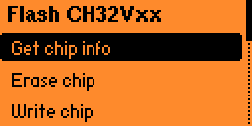 WCH SWIO Flasher menu screen
