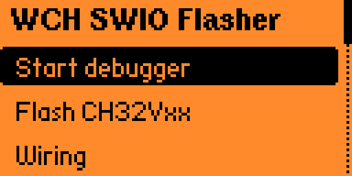 WCH SWIO Flasher main menu screen