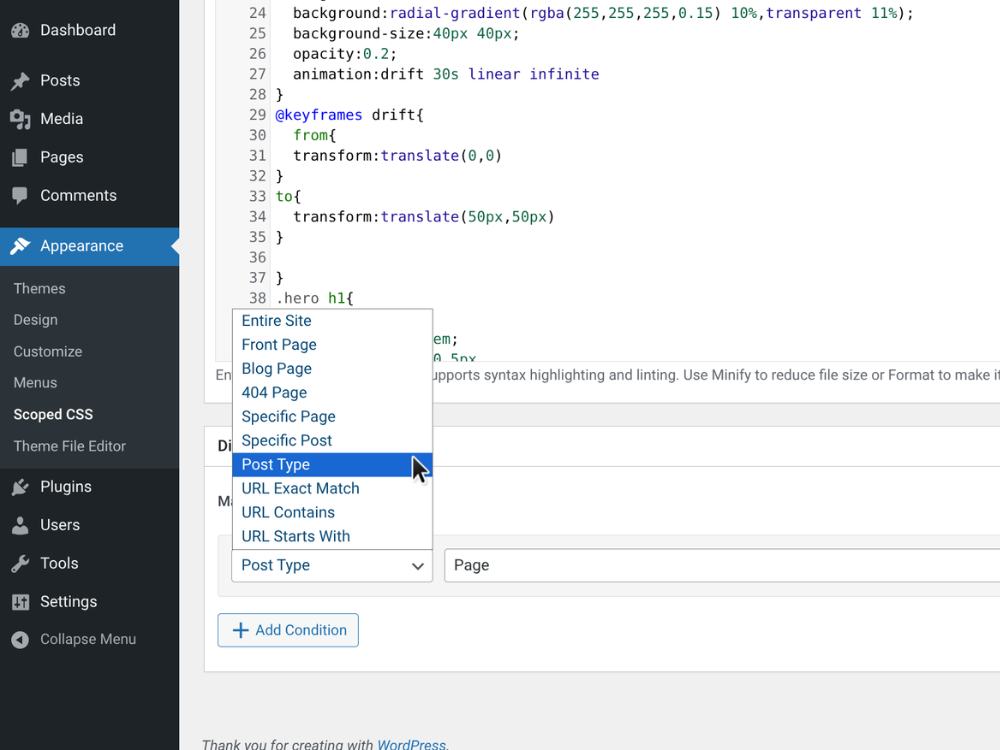 Conditional CSS rendering