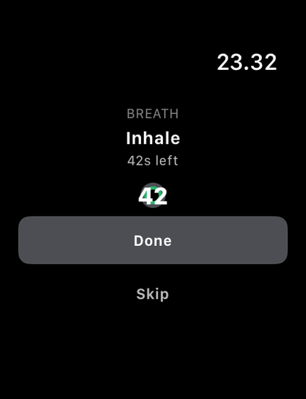Breathing session screen