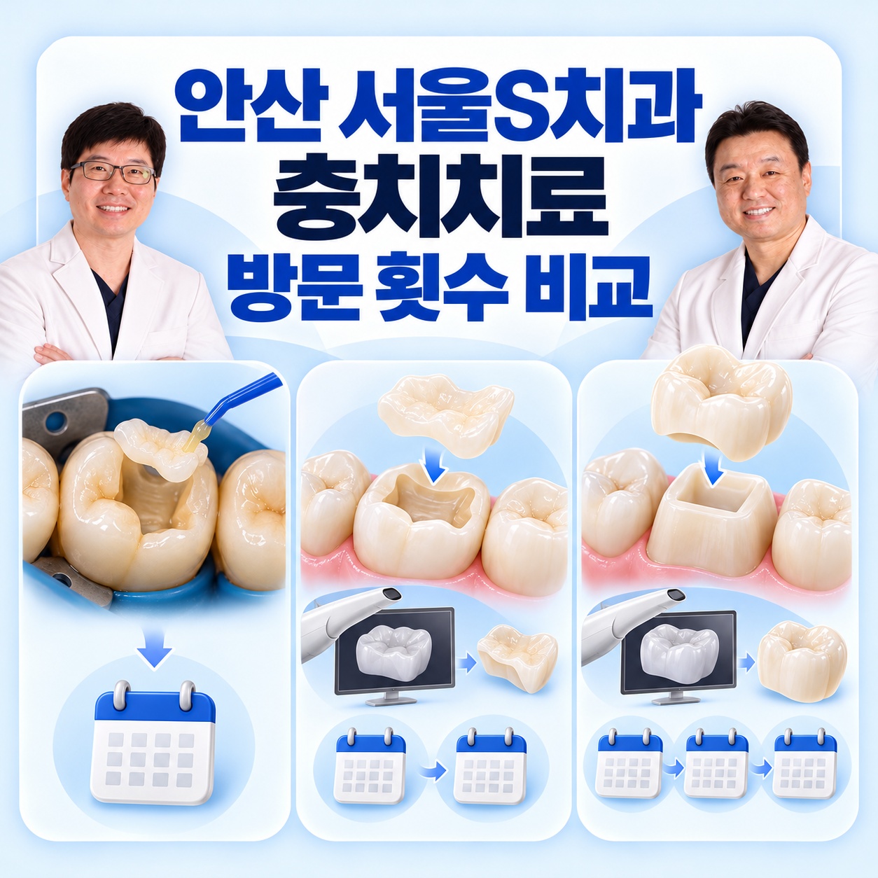 안산 서울S치과 충치치료 레진 인레이 크라운 제작 과정 비교