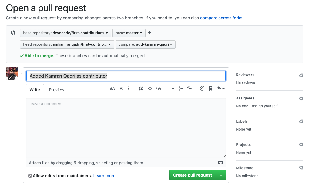 submit pull request