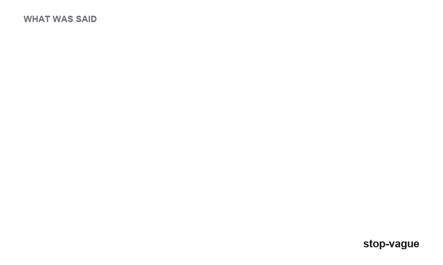 A vague line is struck through, then the rewrite builds up in four parts: situation, behavior, impact and next step.