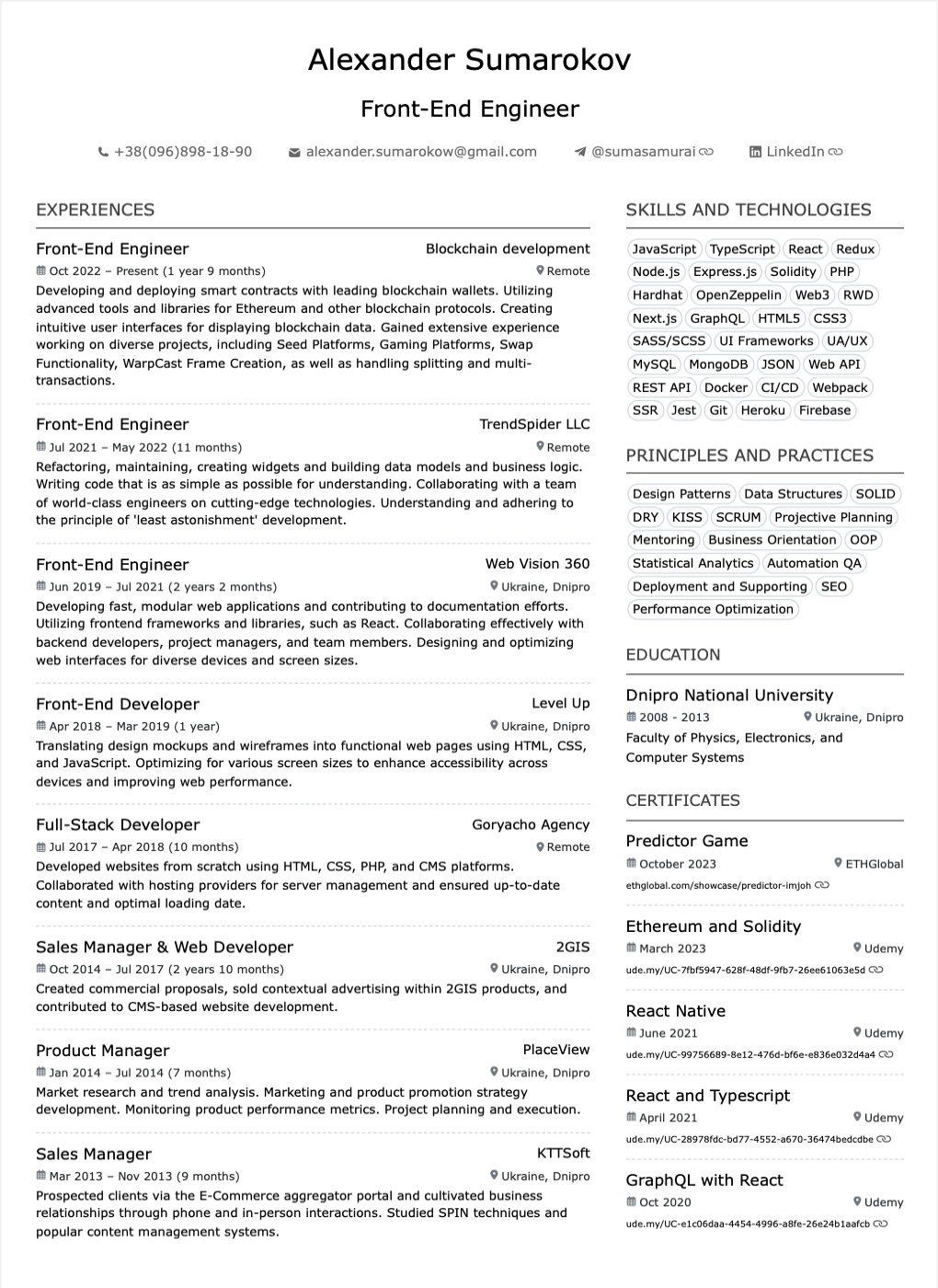 Resume Screenshot