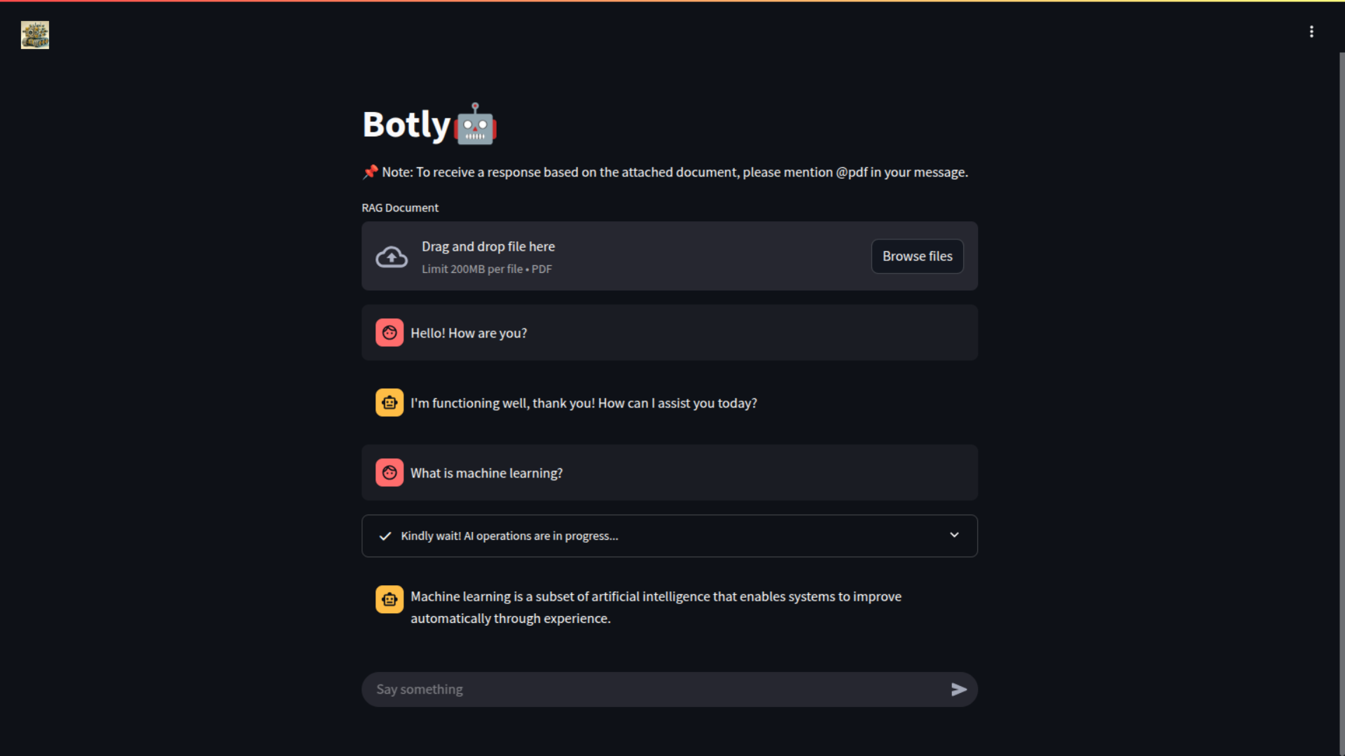 Botly answering general questions