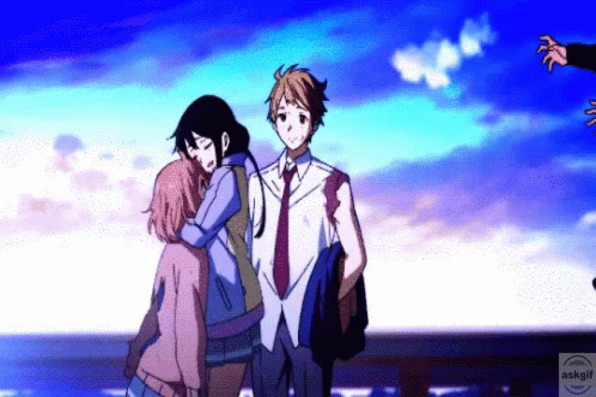 23 Anime Best Friends Hug Gif