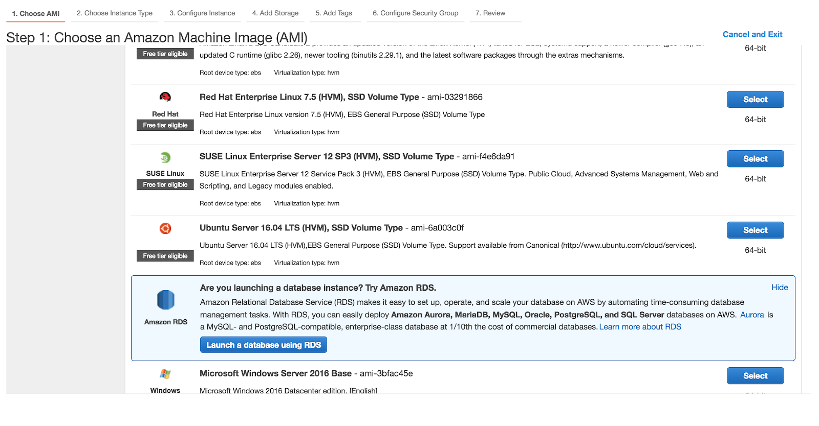 4. लॉन्च करने के लिए एएमआई मशीन (यानी ईसी 2 उबंटू) का चयन करें