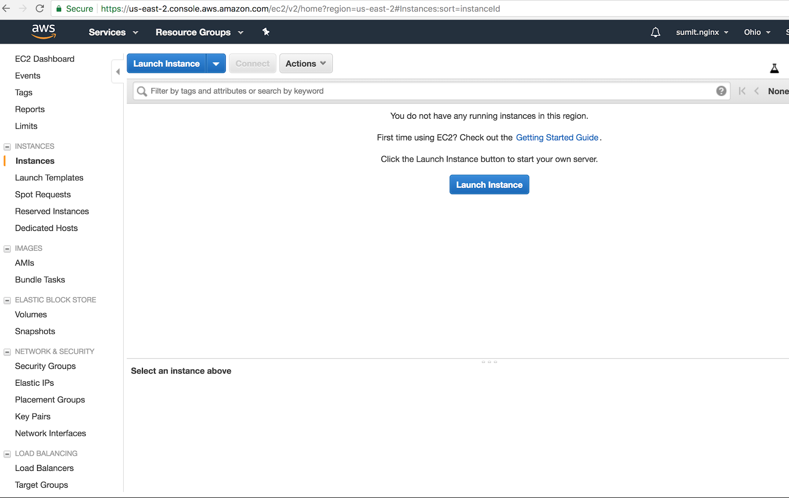 3. इंस्टेंस लॉन्च करें