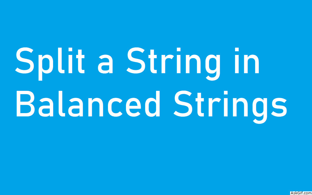 Split a String in Balanced Strings