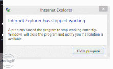 microsoft ie execute shell has stopped working