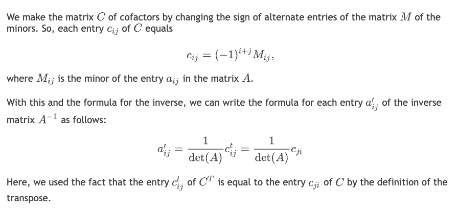 matrix of cofactors