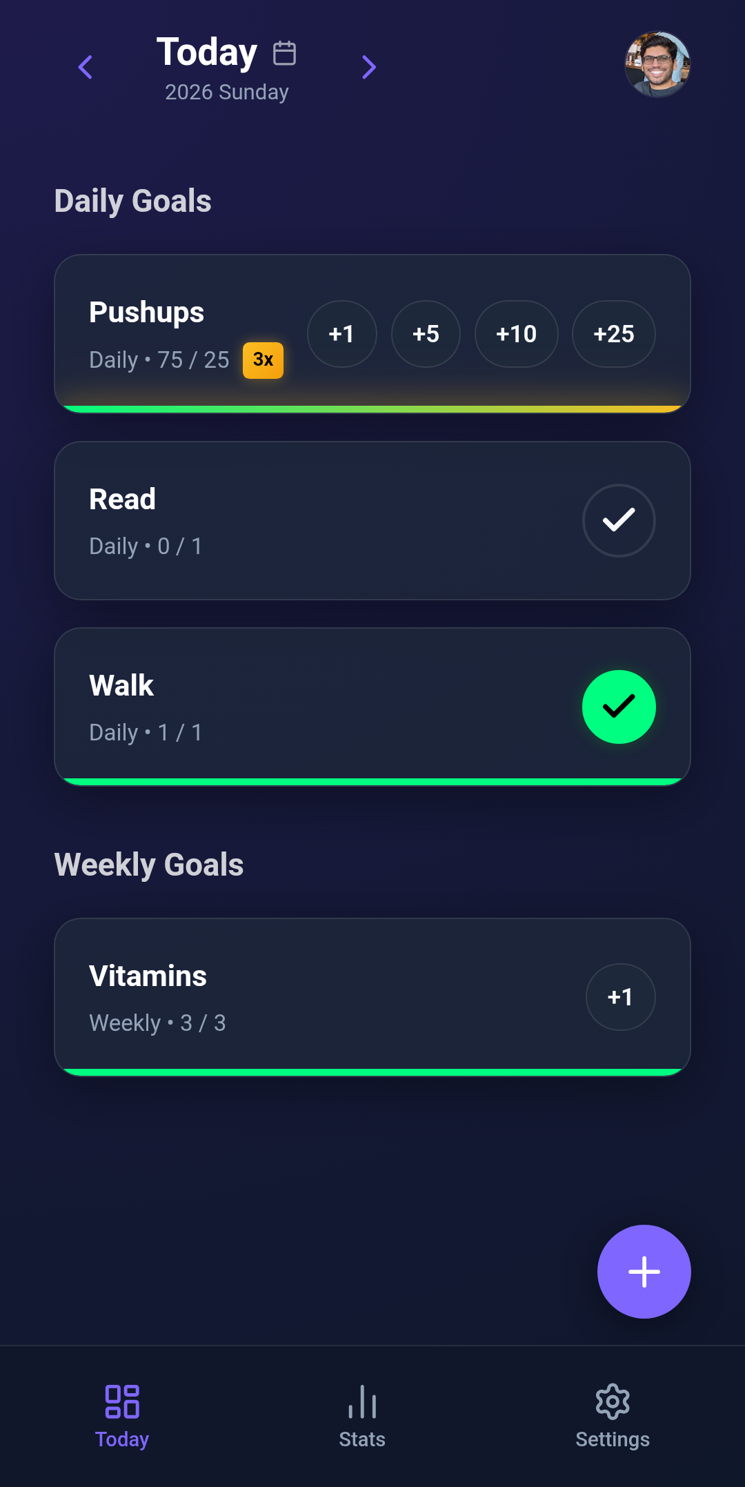 Habit Tracker Main Page