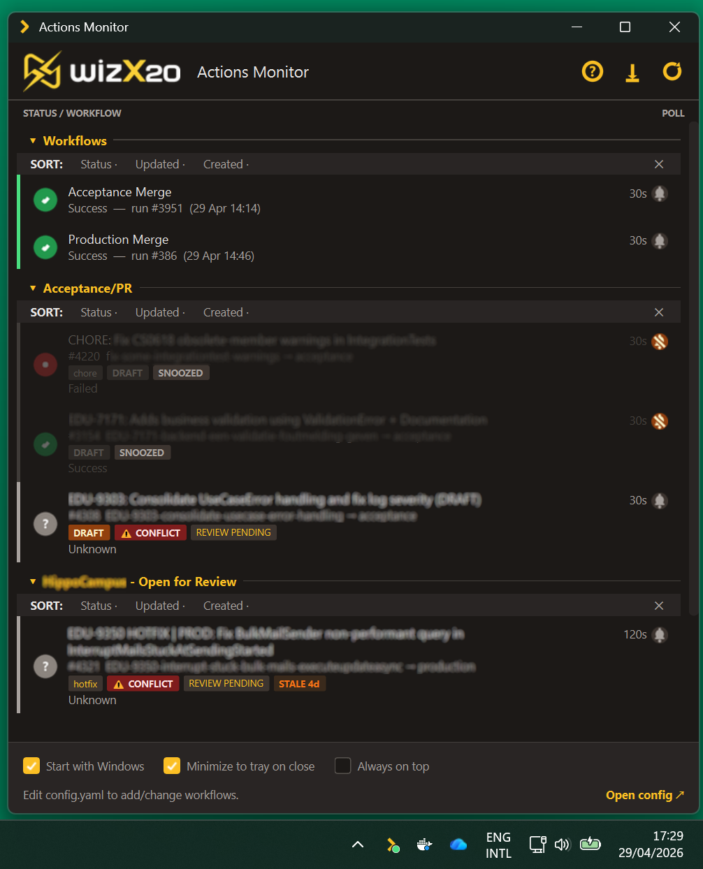 Application window