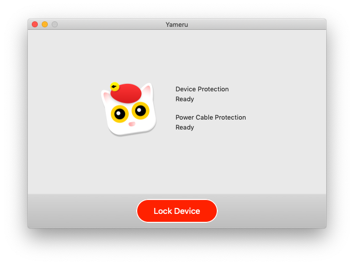UI of Yameru. Button with text 'Lock Device'