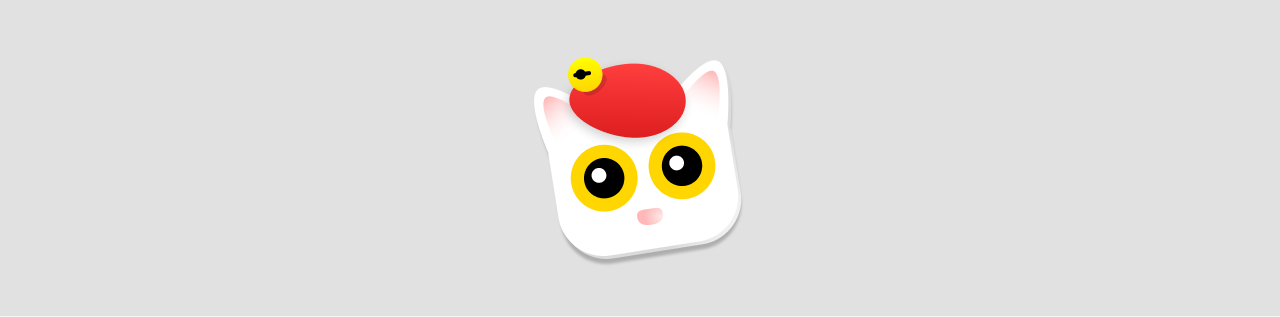 Illustration of a cat wearing a beret with a small bell on top