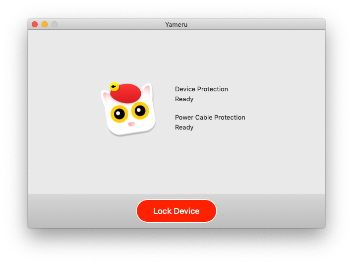 UI of Yameru: a Lock Device button